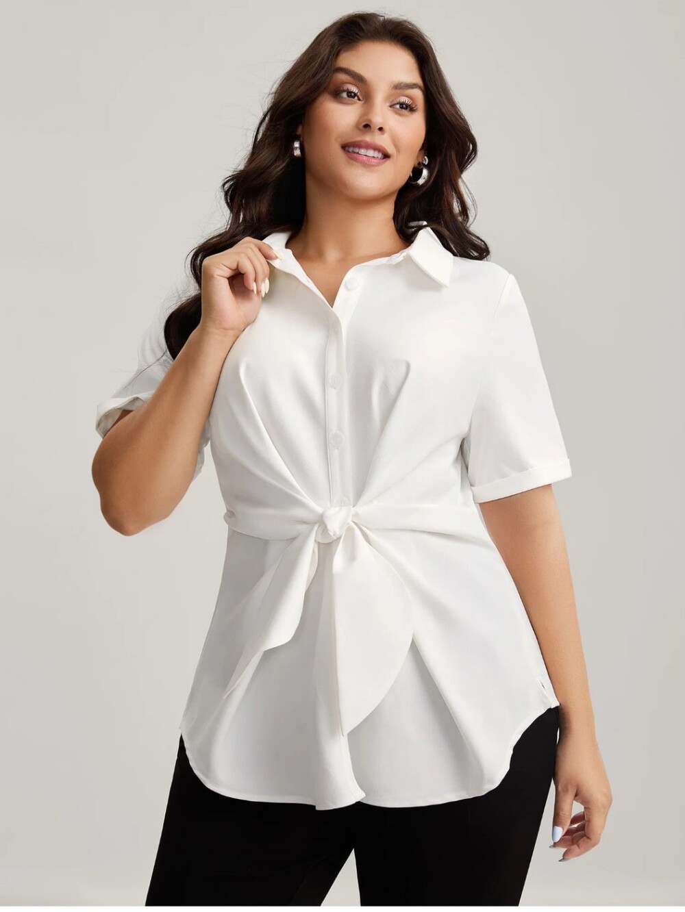 Tie-Front Short Sleeve Blouse